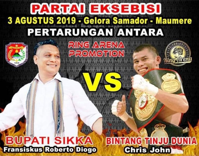 Chris John Bersua Bupati Sikka di Partai Eksibisi NTT Big Fights 2