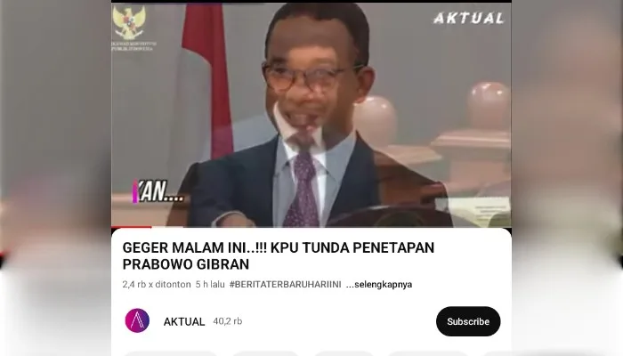 (Hoaks) KPU RI Tunda Penetapan Probowo- Gibran